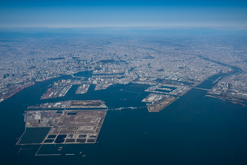 江東区全景（東京湾上空から撮影）