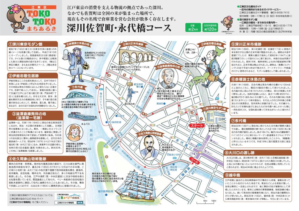 深川佐賀町・永代橋コース まちあるきモデルコースマップ【深川編】