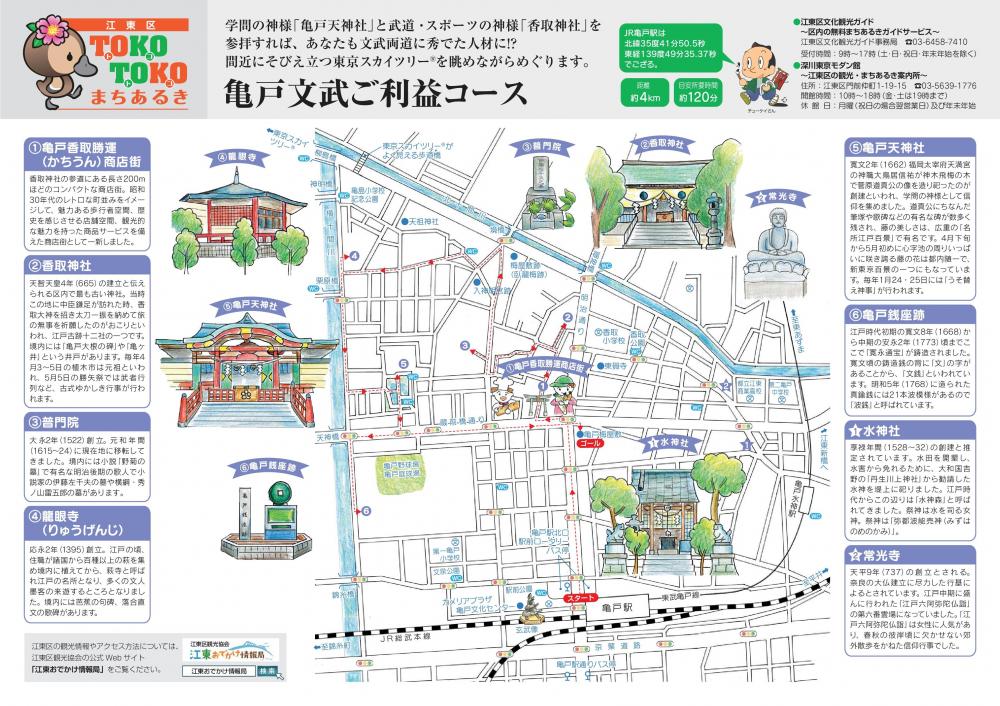亀戸文武ご利益コース まちあるきモデルコースマップ【亀戸・大島・臨海編】