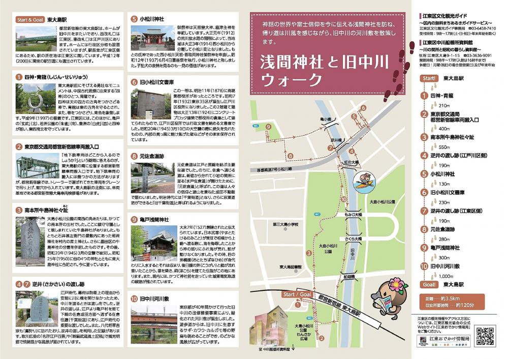 「浅間神社と旧中川ウォーク」コース まちあるきモデルコースマップ【亀戸・大島・臨海編】